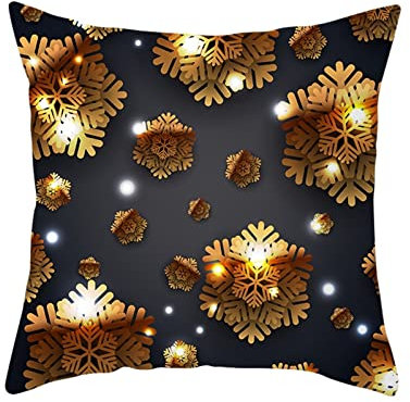 KnSam 40x40cm Weihnachten Kissenbezüge, Schneeflocke Sitzkissen Polyester Weich Bequem, Quadratische Kissenhülle für Sofa Schlafzimmer Wohnzimmer Dekor, Dunkel Grau Braun