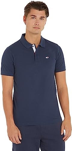 Tommy Jeans Tjm Slim Placket Polo Dm0dm15370, Polo a maniche corte Uomo, Blu (Twilight Navy), L