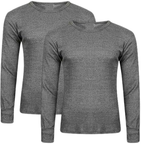 Panzy Pack of 2 Men's Thermal Long Sleeve Top, Warm Underwear Baselayer, S M L XL XXL Thermals