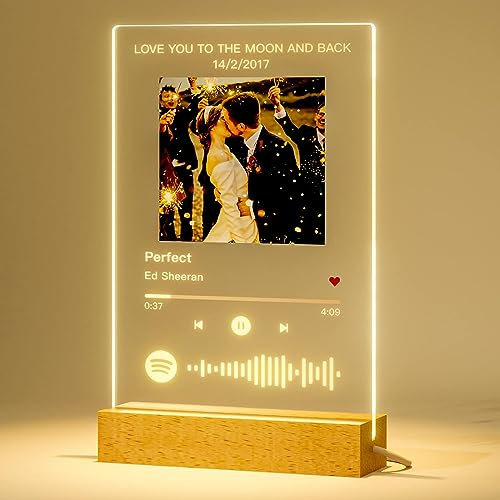 iDIY Spotify Glas Personalisiert mit Ständer - Song Cover Glas Bild mit Foto aus Acrylglas, 22x15cm, Personalisierte Geschenke, Fotogeschenke