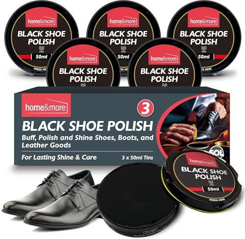 SOL 6pk Black Shoe Polish 150ml – Beeswax & Carnauba Wax Polish for Long-Lasting Shine – Black Shoe Cream for Leather Shoes & Boots