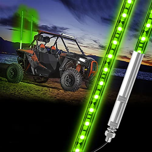 BESTZHEYU Lot de 2 fouets à LED Vert 0,9 m pour ATV UTV 0,9 m
