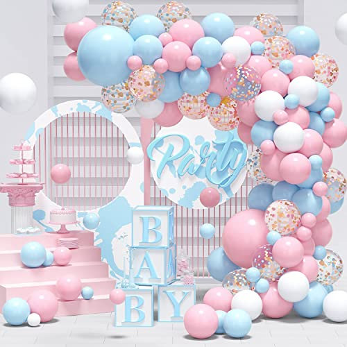 Mizontami 149 Pezzi Kit Ghirlanda di Palloncini Rosa e Blu per Rivelazione di Genere - Decorazioni Baby Shower con Arco e Coriandoli