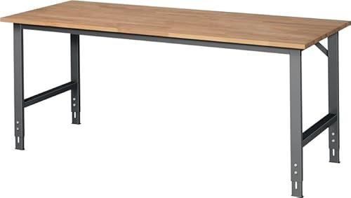 Werktisch Tom B2000xT800xH760-1080mm Arbeitsplatte Buche Gestell anthrazitgrau