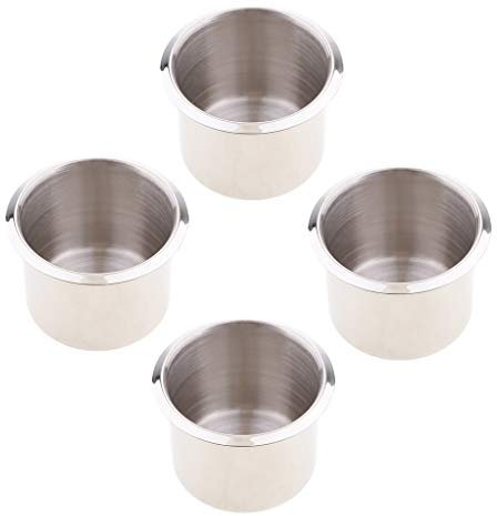ZALINA Portavasos de Acero Inoxidable, portavasos de Coche Pulido for Barco, Coche, camión, Caravana, Cenicero, Soporte for Botella de Agua, 4 Uds.