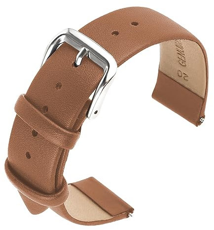 Cobee Leder-Uhrenarmbänder, weiches Kalbsleder Uhrenarmband, Schnellverschluss Leder-Ersatzarmband für Männer und Frauen, Universal-Uhren-Armband, Edelstahl Verschluss Schnalle(Hellbraun,22mm)