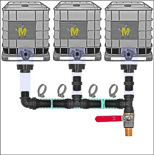 IBC Container Regen Wasser Tank Verbinder Kupplung Set6 - Ausführung für 3 IBC Tanks S60x6 + Kugelhahn1 Pos.1