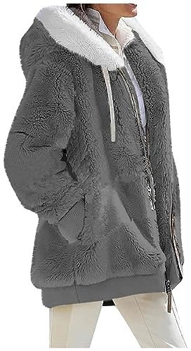 BTBDYDH Veste Polaire Avec Capuche Beheizte Jacke Damen Mantel Damen Herbst Veste En Peluche Zippée Pour Femme Sweat Femme Plaid Capuche Teddyjacke, Pullover Damen Winter Elegant Manteau D'Hiver