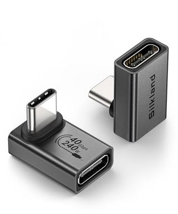 Silkland 90 Grad USB C Winkel Adapter 2 Stück, USB C Stecker auf Buchse, USB 4.0 40Gbps Datenübertragung, PD3.1 240W Schnellladen Extender, Typ C OTG Adapter für Steam Deck, Laptop, Tablet, Handy usw.