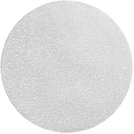 Fanquare Juego de 6 Manteles Individuales Redondos Plateados - Recortables, Lavables, Antideslizantes, Aislantes Térmicos (38cm)