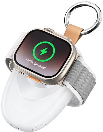 LVFAN Cargador portátil para Apple Watch, 1400 mAh Power Bank para iWatch, Cargador inalámbrico magnético para Apple Watch Series 9/8/7/6/5/4/3/2/SE/SE 2/Ultra/Ultra 2 - Blanco