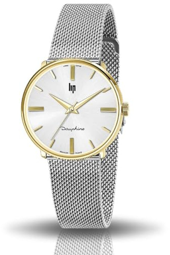 LIP Dauphine 34 Damen-Armbanduhr, Stahl, zweifarbig, Milanais 671951
