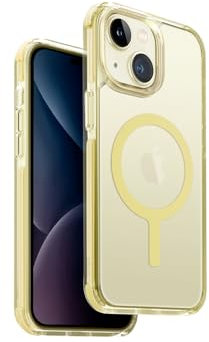 UNIQ Combat Phone Case Kompatibel mit iPhone 15, MagClick Magnetische Aufladung Kompatibel (Hellgelb)