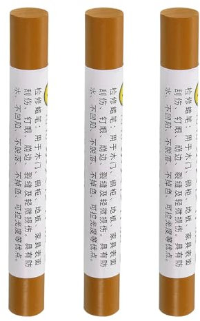 QUARKZMAN Crayon per Riparazione Mobili, 3pz - Stucco per Cera per Legno, Ritocco Pennarelli per Mobili - per Coprire Graffi Fori Tavoli Scrivanie Pavimenti Legno, Ciliegio