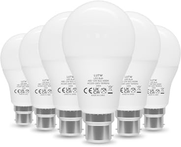 LUTW Bayonet Light Bulb, 12W = 100W 1200LM, Neutral White 4000K, 6 Pack | Super Bright B22 LED Bulb, Energy Saving A60 LED Light Bulbs for Home Lighting, Non-dimmable, No Flicker