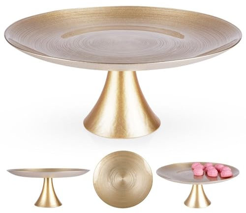 Vilde Glasplatte mit Fuß Servierplatte aus Glas Tortenplatte Kuchenständer Tortenständer Gold 28 cm