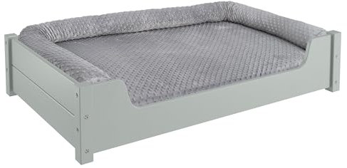 Erst-Holz Luxuriöses Haustierbett, Tierbett 100x60 cm, Kiefer grau V-30.32-G-100x60, Ausstattung:mit Rollrost. Polster und Matratze