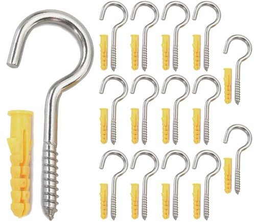 Ganci a vite da soffitto, 20 pezzi, 6,5 cm, in acciaio inox, autofilettanti, con tubi di espansione, per casa, esterni, giardino (M5)