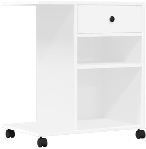 vidaXL Druckerständer, Druckerhalter mit Rollen, Druckertisch Druckerwagen für Büro Zuhause, Rollwagen Büroschrank Beistelltisch, Weiß