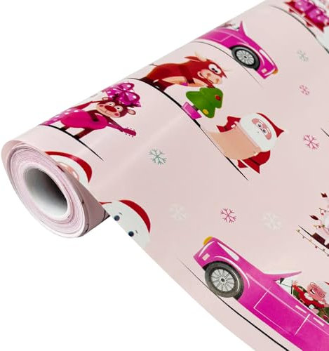 Geschenkpapierrolle für Weihnachten: Rosa Weihnachtsgeschenkpapier 43 cm x 15 m, Papier mit festlichem Design zum Verpacken von Geschenken
