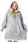 Giggling Getup tragbare Decken Hoodie für Damen Herren, Übergröße Flanell Sherpa Fleece Kapuzen Decke, Weiche, komfortabele, warme Decken Sweatshirt mit riesiger Tasche und Ärmeln für Erwachsene Grau