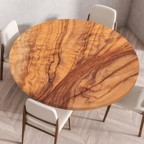 Odot Tischdecke Abwaschbar Rund 100cm, Elastisch Tischdecke Outdoor 3D-Druck Lotuseffekt Tischdecken Table Cloth für Garten Restaurant, Ideal für 90cm-95cm
