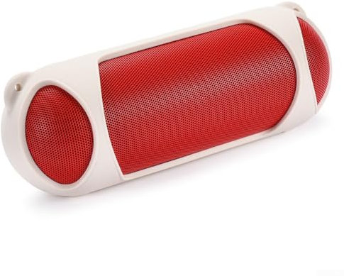 babominimer Silikonhülle mit Gurt für Beats Pill tragbare kabellose Lautsprecher, Aufbewahrungsbox, Schwarz, Weiß, Rot (Weiß)