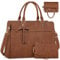 RAINSMORE Handtasche Damen Shopper Damen Groß 15.6 Zoll Laptoptasche Damen Wasserdicht PU Leder Arbeitstasche Umhängetasche mit Geldbörse 2-teiliges Set für Business Arbeit Schule Retro Braun