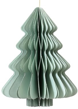 Kaemingk Weihnachtsanhänger Tannenbaum Mintgrün Glitter & Aufhänger 14,5 cm - Papier