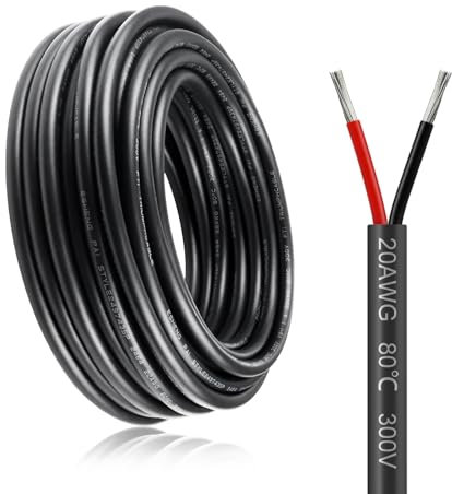 30M/98.4ft Electric Cable, 20AWG 2 * 0.5mm² Electrical Wire, 5V/12V/300V Low Voltage Extension Cable, Outdoor Landscape Lighting Tinned Copper Wires, 2 Core Flexible High Temperature Resistant Cable