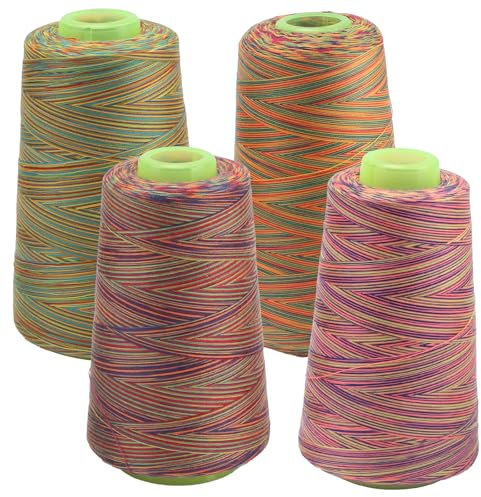 FOGAWA 4 Rollen Nähgarn Polyester Nähgarn Nähmaschinengarn, 40s/2, 3000 yards, Garnspule Overlockgarn für Näharbeiten, Quilten, Patchwork, Kleidung(Bunt 060428 + 040418 + 040806 + 141022)