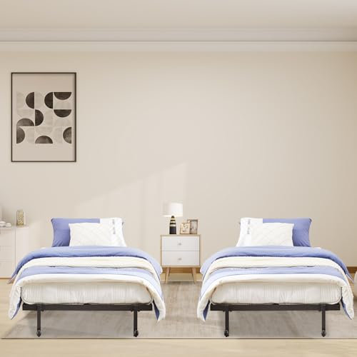 H.J WeDoo FetiNes 2er Set Klappbett 90x190 cm Einzelbett Metallbett Gästebett faltbares Reisebett mit 4 Laufrollen feldbett klappbar, Platz spart