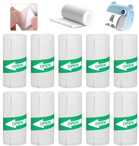 10 Rollen Thermorollen, Mini Thermal Pinter Papier, Mini Drucker Papier Selbstklebend, Thermopapier für Kinder Sofortbildkameras, Mini Drucker Sticker Papier für Mini Mobiler Fotodrucker (57 x 25 mm)