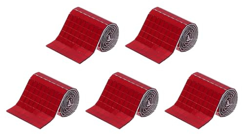 QUARKZMAN 5 Rollen 480 Stück Mosaikfliesen Selbstklebend Glas Spiegel Fliesen Weinrot Hochviskose Glatter Oberfläche Mini Spiegel 5x5mm für Disco Ball, DIY Handwerk, KTV Dekoration