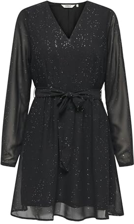 ONLY Damen Onlstar Life L/S Glitter Dress WVN, Black, XS