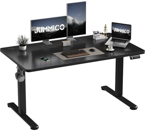 JUMMICO Höhenverstellbar Schreibtisch 120 x 60 cm Standing Desk Elektrischer Schreibtisch Höhenverstellbar mit Memory-Funktion,Schwarz