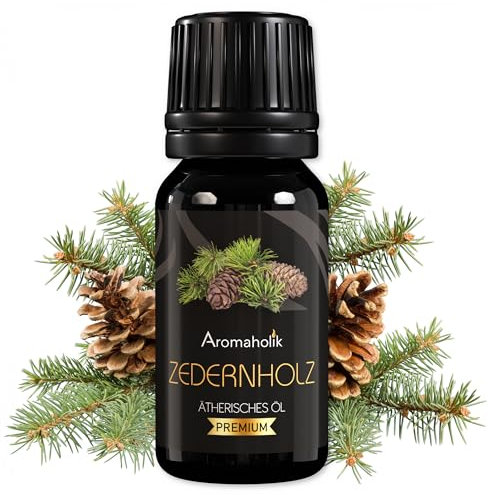 Aromaholik Zedernholzöl BIO 100% naturrein – Ätherische Öle für Diffuser & Aroma Diffuser – Zertifiziertes ätherisches Öl aus Indien – Cedarwood Essential Oils 10ml für Sauna & Massage