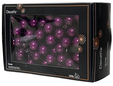 Kaemingk Weihnachtskugeln am Draht Glas 2cm x 144 Stück Spiegelbeeren - kleine Dekokugeln - Christbaumschmuck & Weihnachtsdeko - Feige glänzend