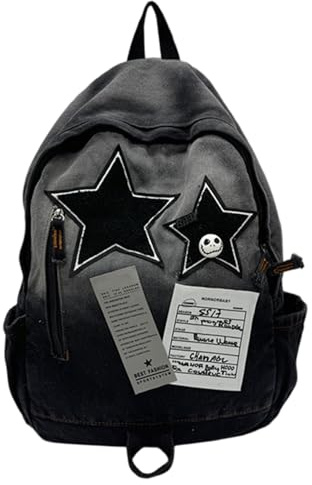 Y2k Backpack, Star Backpack, Aesthetic Y2k with Star Skull Accents, Vintage Grunge Design, Lightweight for Travel, Concerts, Shopping
