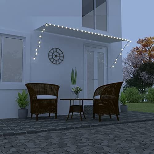 Einziehbares Sonnensegel mit LED, 300 x 150 cm, cremefarben, wasserdicht und UV-beständig, für Terrasse, Balkon oder Garten, Rahmen aus robustem Stahl, verstellbarer Schatten, Beleuchtung