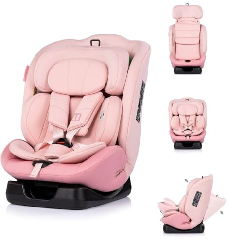 Chipolino Kindersitz Mondial i-Size (40-150cm) Liegeposition Kopfstütze Gurt rosa