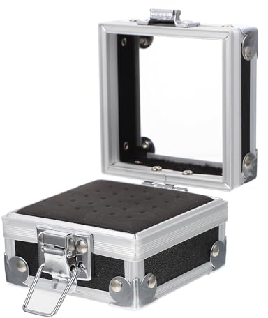 Acryl Aufbewahrungsbox für Nagelfräseraufsätze, Organizer für Schleifköpfe | Schwarzes PVC Aluminium Etui, Desktop Ordnung für Nagelstudios und Selbstgemacht Nail Art Schule