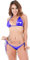 Damen-Bikini, brasilianischer Wet-Look, Badeanzug, metallisch, glänzend, Dessous-Set, Bademode, blau, onesize