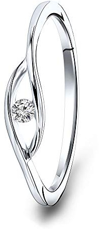 MIORE Bijoux pour Femmes Bague de Fiançailles avec Diamant Solitaire 0.05 Ct Bague en Or Blanc 9 Carats / 375 Or