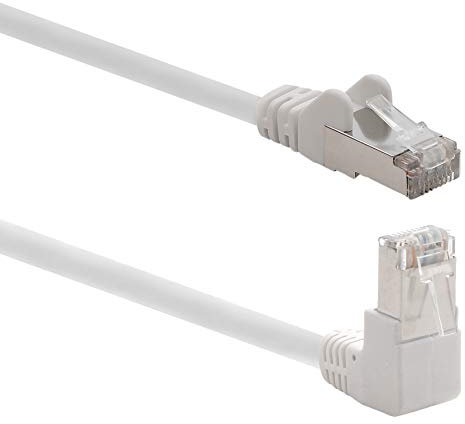1aTTack.de - Cable de red Cat6 Cat 6 en ángulo de 90 grados SFTP PIMF 1000 Mbits RJ-45-1 pieza blanco 0,5m