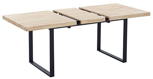 Adec Group Natural, Mesa Extensible de Comedor, Mesa de Salon o Cocina, Color Roble Salvaje y Negro, Medidas: 140/180 cm (Largo) x 80 cm (Ancho) x 76 cm (Alto)