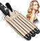 Automatischer Lockenstab, Aibeau Rotierender Lockenstab 28mm lockenstäbe Mit Temperatureinstellung, Automatic Rotating Hair Curler WandLockenstab 3 Dreifache Fässer - Welleneisen für haare (Schwarz)