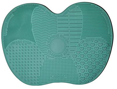 Onlineforu LTD Big Size Silicone Makeup Brush Cleaning Mat – Turquoise Cosmetic Brush Cleaner Pad with Multi Textured Patterns – Durable & Reusable Beauty Tool