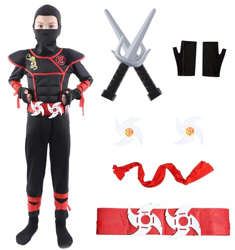 Wizland Ninja fantaisie costumes de Ninja costumes pour garçons Ninja enfants costumes d'Halloween Costumes de carnaval 3-11 ans