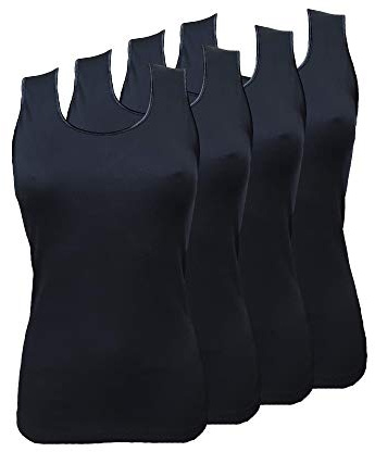 Fontana Intimo,4 Canotte Donna Spalla Larga con Bordo Raso 100% Cotone